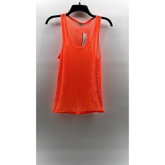 RICK MAJORS Men's Neon Orange Diamond Mesh Scoop-Neck Pullover Tank SZ S - Picture 1 of 11